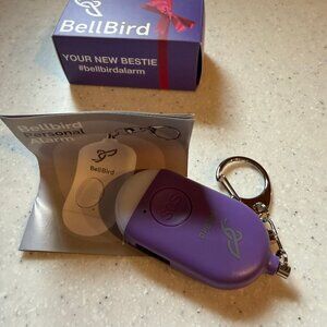 BellBird Personal Alarm Purple 130dB siren, built-in LED flashlight New